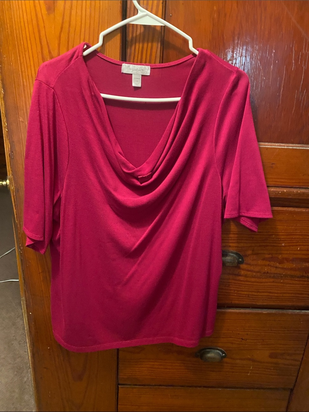Dress Barn Fuchsia Short Sleeve Cowl Neck Top